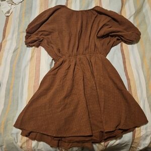 Aerie Brown Puff Sleeve Dress